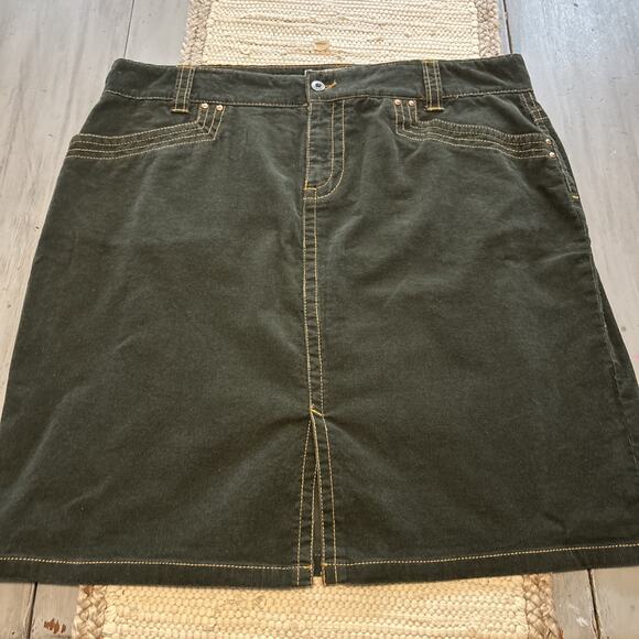 Vtg Y2K Tommy Hilfiger Forest Olive Green Corduroy Skirt Women’s Sz 18 2004 - Picture 1 of 7